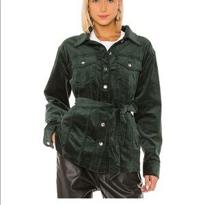 NWT GRLFRND denim emerald green corduroy jacket w/belt. XXS